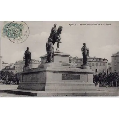Carte postale 20 - Ajaccio - Statues de Napoleon Ier et ses freres - Voyage - Dos non divise Seulement Aujourd’hui