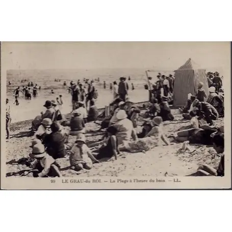 Carte postale 30 - Le Grau-du-Roi - La plage a l'heure du bain - Non voyage - Dos divise... Original