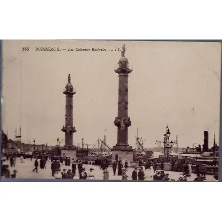 Expédition Rapide Carte postale 33 - Bordeaux - Les colonnes Rostrales -Voyage - Dos divise...