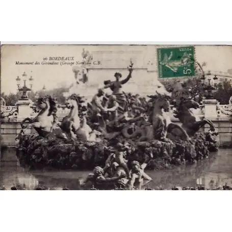 Carte postale 33 - Bordeaux - Monument des Girondins -Groupe Nord - Voyage - Dos divise Acheter En Ligne
