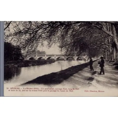 Carte postale 34 - Beziers - La riviere d' Orb - le pont-Canal - Non voyage - Dos divise... Offre Du Jour