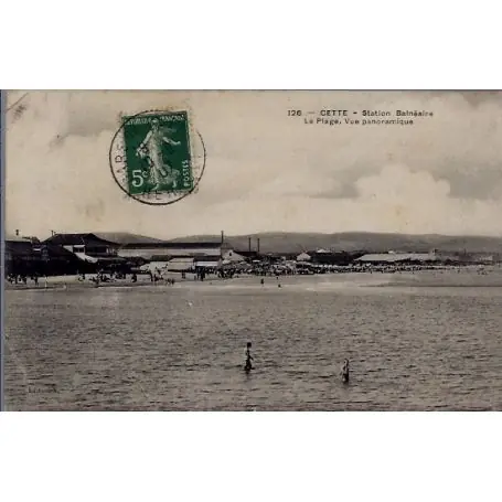 Carte postale 34 - Cette - Station Balneaire - la plage, vue panoramique - Voyage - Dos d... Paiement Sécurisé