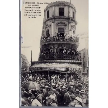 Vente Flash Carte postale 34 - Montpellier - Meeting viticole du 9 juin 1907 - 600 000 manifestants -...