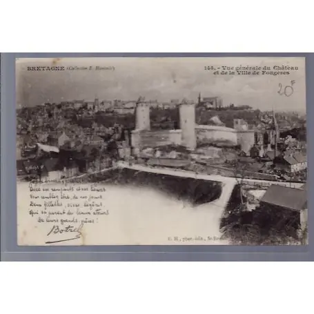 Carte postale 35 - Fougeres - Vue generale du chateau et de la ville de Fougeres - Non vo... Top Vente