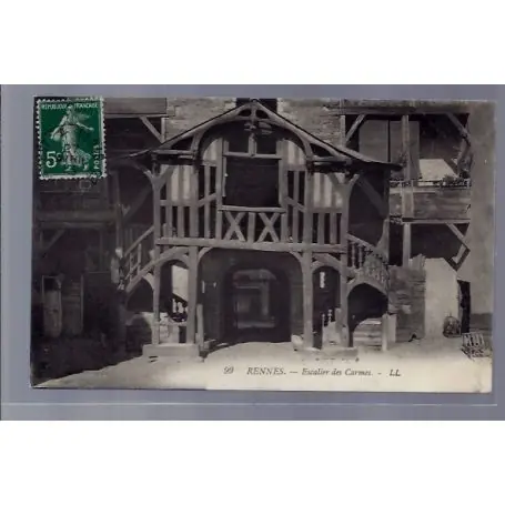 Carte postale 35 - Rennes - Escalier des Carmes - Voyage - Dos divise ... Seulement Aujourd’hui