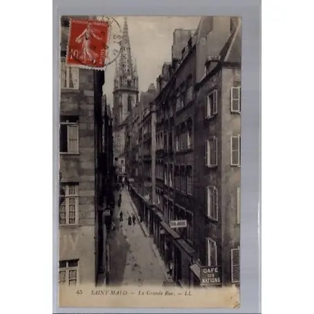Carte postale 35 - Saint-Malo - La Grande rue - Voyage - Dos divise... Super Prix