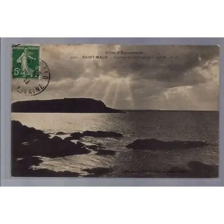 Carte postale 35 -Saint-Malo - Coucher de soleil sur le Grand Be - Voyage - Dos divise ... Quantité Limitée