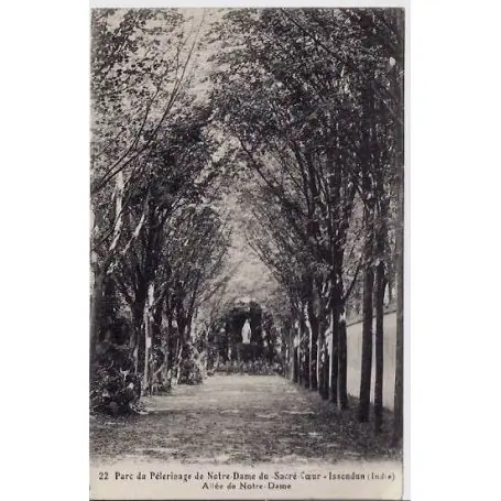 Carte postale 36 - Issoudun - Parc du pelerinage de Notre-Dame du-sacre-coeur - Allee de Not Prix Choc