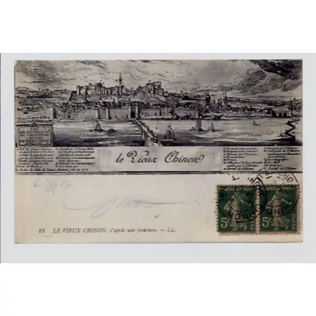 Meilleur Choix Carte postale 37 - Chinon - le vieux Chinon d'apres une gravure - Voyage - Dos divise...