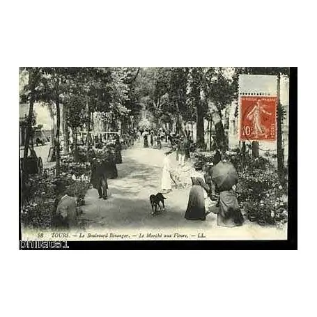 Carte postale 37 - Tours - Boulevard Beranger - Le marche aux fleurs Commande En Gros