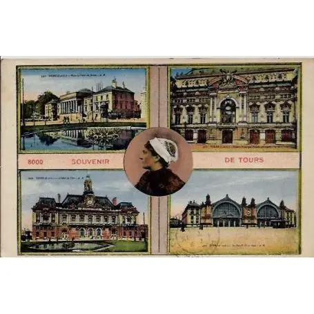 Pas Cher Carte postale 37 - Tours - differentes vues : Place du palais de justice, Hotel de ville, La