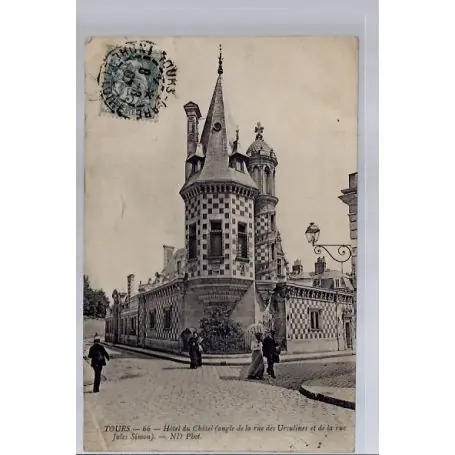 Carte postale 37 - Tours - Hotel du Chatel - Voyage - Dos divise... Livraison Mondiale