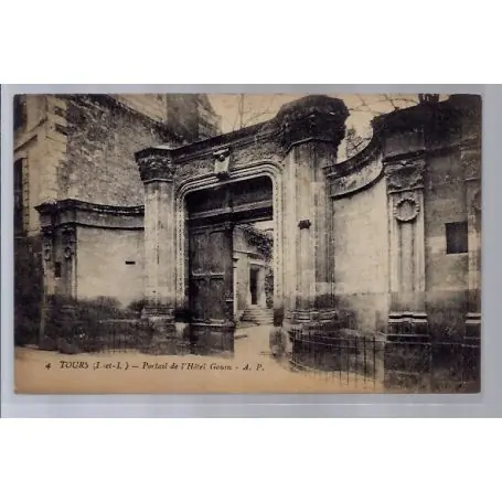Carte postale 37 - Tours - Portail de l' Hotel Gouin - Non voyage - Dos divise... Offre Exclusive