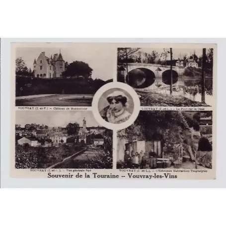 Carte postale 37 - Vouvray-les-Pins - Carte Souvenir de la Touraine" avec differentes v...""" Certifié