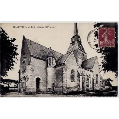 Carte postale 41 - Cellettes - Eglise XVeme siecle - Voyage - Dos divise Prix Bas
