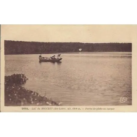 Carte postale 43 - Lac du Bouchet - Partie de peche en barque Paiement Sécurisé
