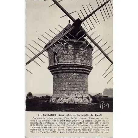 Premium Carte postale 44 - Guerande - Le moulin du diable - Non voyage - Dos divise