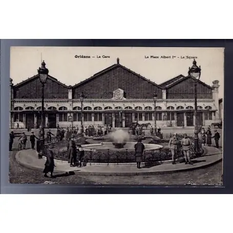 Retour Gratuit Carte postale 45 - Orleans - la gare - la place Albert 1er - le square - Voyage - Dos div...