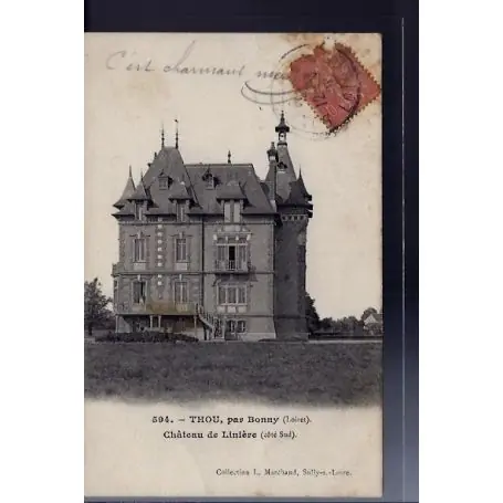 Carte postale 45 - Thou, par Bonny - Chateau de Liniere cote Sud - Voyage - Dos divise... Bon Marché