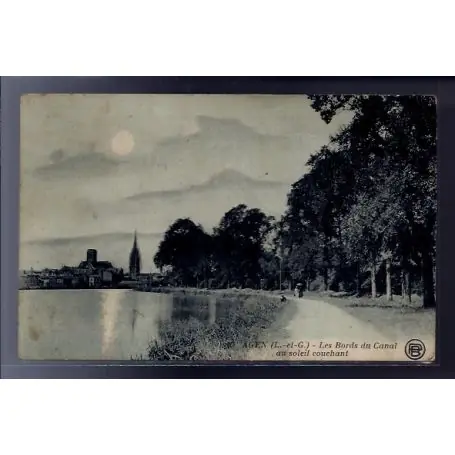 Offre Exclusive Carte postale 47 - Agen - Les bords du Canal au soleil couchant - Voyage - Dos divise...