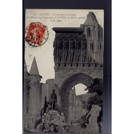 Livraison Express Carte postale 49 - Angers - Composition artistique des Monuments historques de la Ville -...