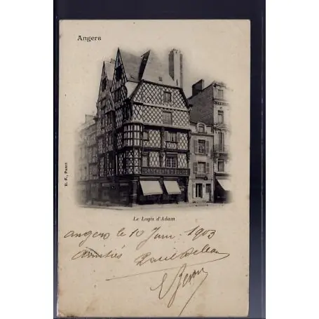Livraison Mondiale Carte postale 49 - Angers - Le logis d ' Adam - Voyage - Dos non divise...