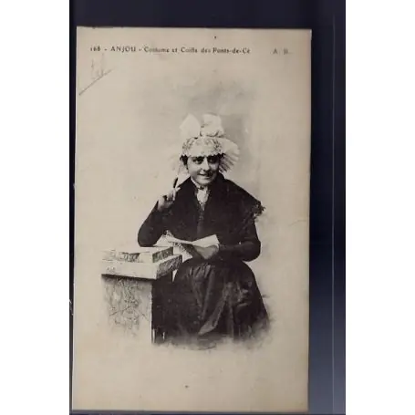 Carte postale 49 - Anjou - Costume et coiffe des Ponts-de-ce - Non voyage - Dos divise... Vente Directe