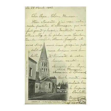 Carte postale 49 - Chemille - Vieille eglise Notre-Dame - Dos Promotion Saisonnière