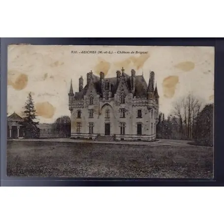 Carte postale 49 - Seiches - Chateau de Brignac - Voyage - Dos divise... Fait Main