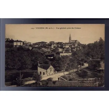 Carte postale 49 - Vihiers - Vue generale prise des Coteaux - Non voyage - Dos divise... Haute Qualité
