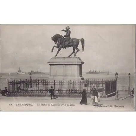 Vente Directe Carte postale 50 - Cherbourg - Statue Napoleon 1er et la rade
