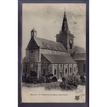 Carte postale 50 - Granville - Eglise Notre-Dame - Voyage - Dos divise Marque