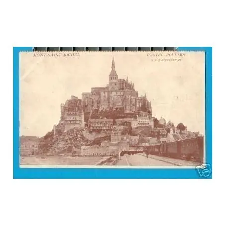 Carte postale 50 - Mt St MICHEL - HOTEL POULARD - TRAIN Bon Plan