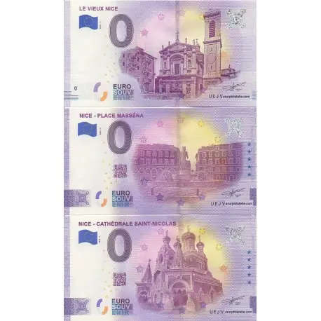 Billets souvenirs - 06 - Vieux Nice - Place Masséna - Cathédrale Saint-Nicolas - Mêmes numéros - 2018 - 2021 Gros Lot