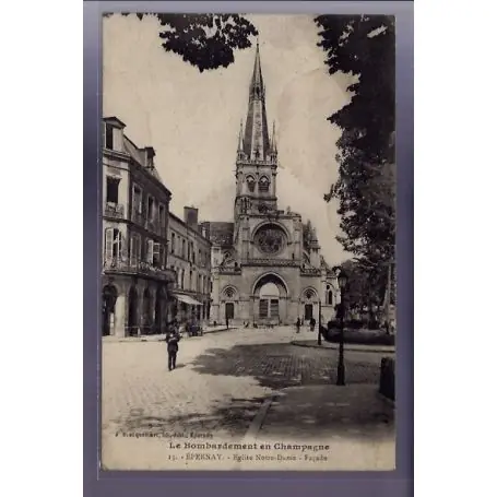 Carte postale 51 - Epernay - Eglise Notre-Dame - Facade - Voyage - Dos divise Remise