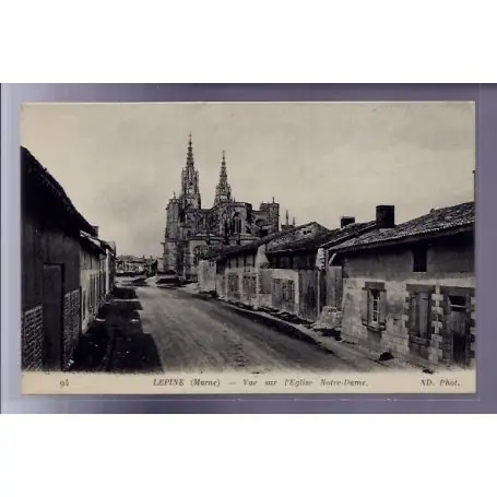 Carte postale 51 - Lepine - Vue sur l' eglise Notre-Dame - Non voyage - Dos divise Remise