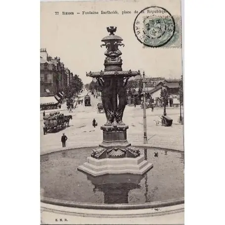 Meilleur Choix Carte postale 51 - Reims - Fontaine Bartholdi - Place de la republique - Voyage - Dos non di