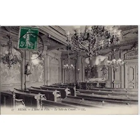 Achat Immédiat Carte postale 51 - Reims - Hotel de ville - La salle du conseil - Voyage - Dos divise