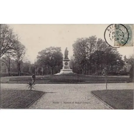 Promotion Saisonnière Carte postale 51 - Reims - Square et statue Colbert - Voyage - Dos divise