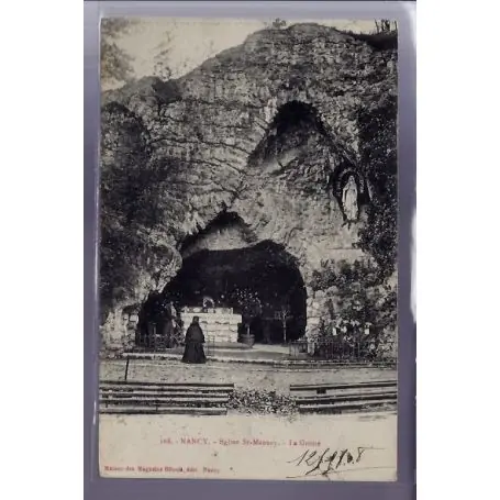 Carte postale 54 - Nancy - Eglise St-Mansuy - la Grotte - Voyage - Dos divise Promotion
