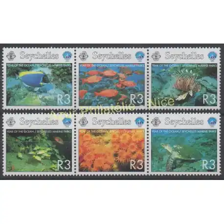 Marque Timbres - Thème poissons - Seychelles - 1998 - No 828/833