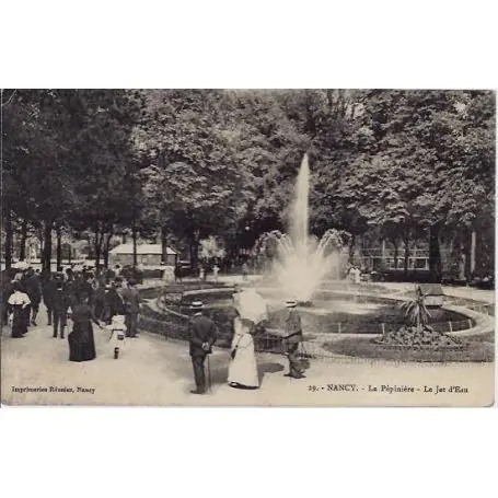 Carte postale 54 - Nancy - La pepiniere - Le jet d'eau - Voyage - Dos divise Satisfait Ou Remboursé