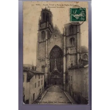 Carte postale 54 - Toul - Facade, portail et parvis de l'eglise St-Gengoult - Voyage - Dos Tendance