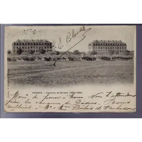 Carte postale 55 - Verdun - Casernes de Bevaux 1884-1886 - Voyage - Dos non divise Pas Cher