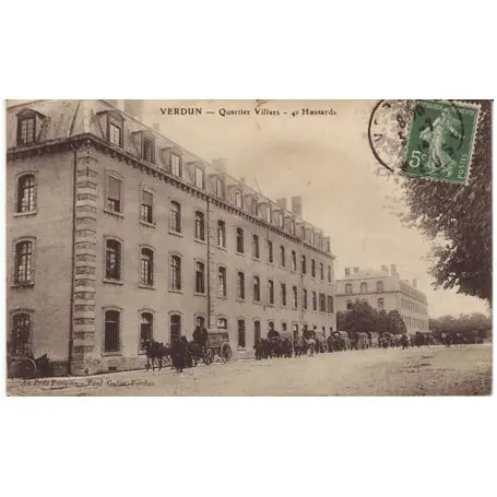 Carte postale 55 - Verdun - Quartier Villars - 4eme hussards Tendance