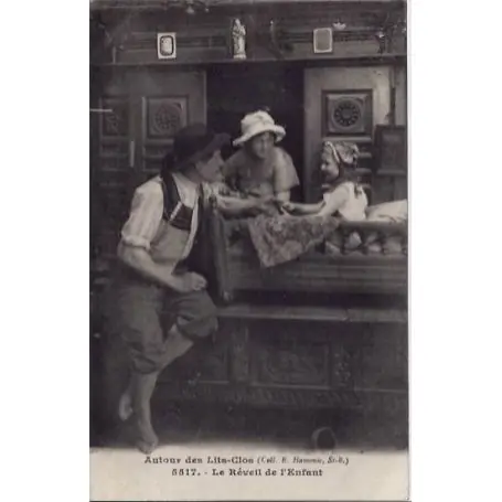 Haute Qualité Carte postale 56 - Autour des lits clos bretons - Le reveil de l'enfant - Voyage - Dos divis