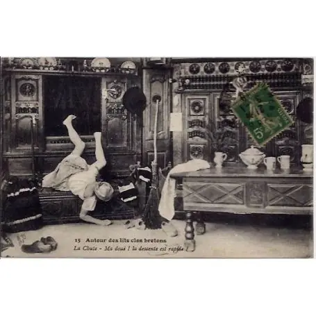 Carte postale 56 - Autour des lits clos bretons : L a chute - ma doue ! descente est rapid" Prix Cassé