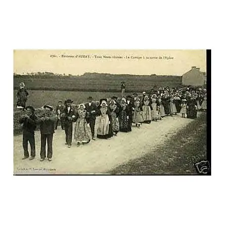 Populaire Carte postale 56 - Env. d'Auray - Trois noces reunies - Cortege