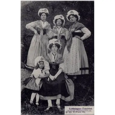 Carte postale 57 -Lorainne - Lothringer Trachten- Jeunes lorrainnes - Voyage - Dos divise Retour Gratuit