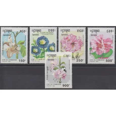 Cambodge - 1993 - No 1107/1111 - Fleurs Produit De Marque